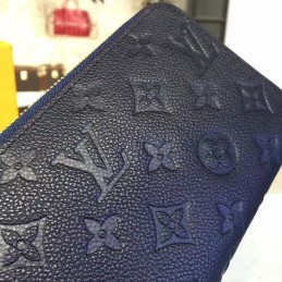 Replica Louis Vuitton Navy Embossed Monogram Zippy Wallet
