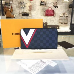 Replica Louis Vuitton Damier Graphite Red White V Stripe Zippy Organizer Wallet