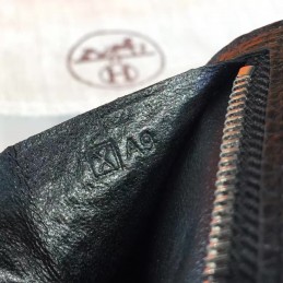 Replica Hermes Black Pebbled Bearn Wallet Silver H Hardware