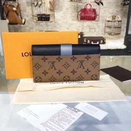 Replica Louis Vuitton Black Brown Monogram Bee Column Wallet