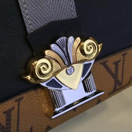 Replica Louis Vuitton Black Brown Monogram Bee Column Wallet