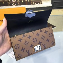 Replica Louis Vuitton Black Brown Monogram Bee Column Wallet