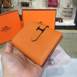 Replica Hermes Caramel Bearn Compact Wallet Silver H Hardware