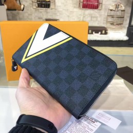 Replica Louis Vuitton Damier Graphite Yellow White V Stripe Zippy Organizer Wallet