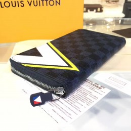 Replica Louis Vuitton Damier Graphite Yellow White V Stripe Zippy Organizer Wallet
