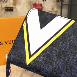 Replica Louis Vuitton Damier Graphite Yellow White V Stripe Zippy Organizer Wallet