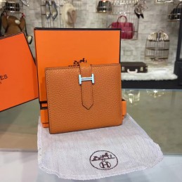 Replica Hermes Caramel Bearn Compact Wallet Silver H Hardware