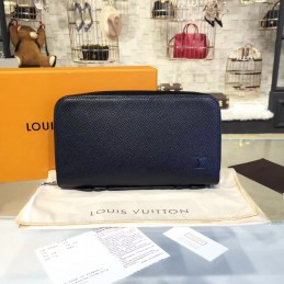Replica Louis Vuitton Black Taiga Leather Zippy XL Wallet