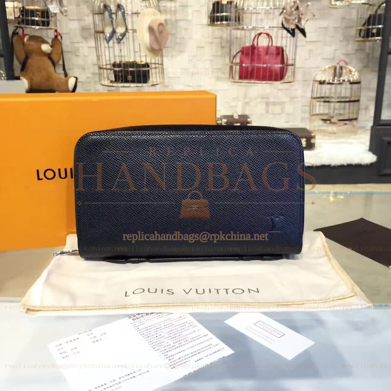 Replica Louis Vuitton Black Taiga Leather Zippy XL Wallet