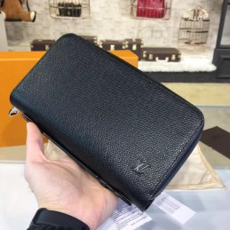 Replica Louis Vuitton Black Taiga Leather Zippy XL Wallet