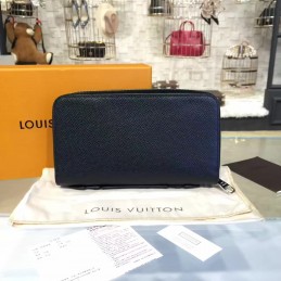 Replica Louis Vuitton Black Taiga Leather Zippy XL Wallet