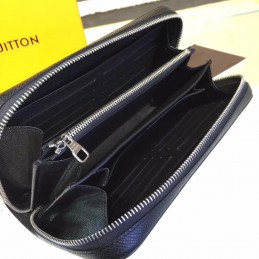 Replica Louis Vuitton Black Taiga Leather Zippy XL Wallet