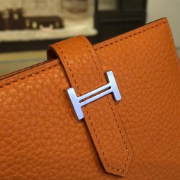 Replica Hermes Caramel Bearn Compact Wallet Silver H Hardware