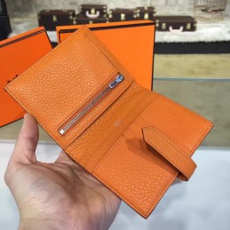 Replica Hermes Caramel Bearn Compact Wallet Silver H Hardware
