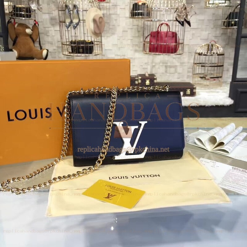 Replica Louis Vuitton Navy Blue Chain Louise GM