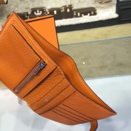 Replica Hermes Caramel Bearn Compact Wallet Silver H Hardware