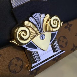 Replica Louis Vuitton Black Brown Monogram Bee Column Clutch