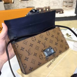 Replica Louis Vuitton Black Brown Monogram Bee Column Clutch