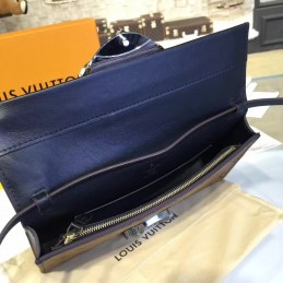 Replica Louis Vuitton Black Brown Monogram Bee Column Clutch