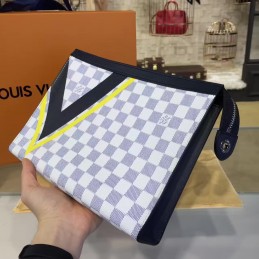 Replica Louis Vuitton White Damier V Stripe Pochette Voyage MM