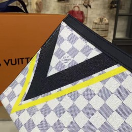 Replica Louis Vuitton White Damier V Stripe Pochette Voyage MM