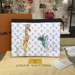 Replica Louis Vuitton White Savane Chapman Pochette Voyage MM