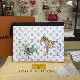 Replica Louis Vuitton White Savane Chapman Pochette Voyage MM
