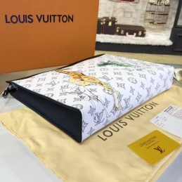 Replica Louis Vuitton White Savane Chapman Pochette Voyage MM