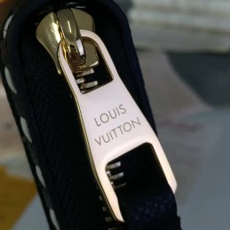 Replica Louis Vuitton Black Embossed Monogram White Stitch Zippy Wallet