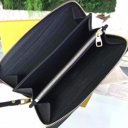 Replica Louis Vuitton Black Embossed Monogram White Stitch Zippy Wallet