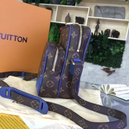 Replica Louis Vuitton Brown Monogram Blue Trim Camera Bag