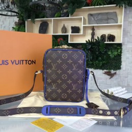 Replica Louis Vuitton Brown Monogram Blue Trim Camera Bag