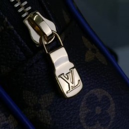 Replica Louis Vuitton Brown Monogram Blue Trim Camera Bag