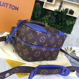 Replica Louis Vuitton Brown Monogram Blue Trim Camera Bag