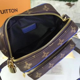 Replica Louis Vuitton Brown Monogram Blue Trim Camera Bag