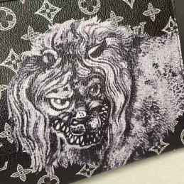 Replica Louis Vuitton Black Monogram Eclipse Lion Pochette Voyage MM