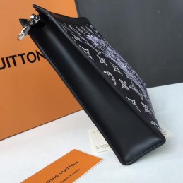 Replica Louis Vuitton Black Monogram Eclipse Lion Pochette Voyage MM