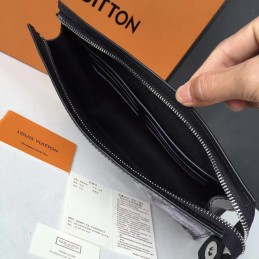 Replica Louis Vuitton Black Monogram Eclipse Lion Pochette Voyage MM