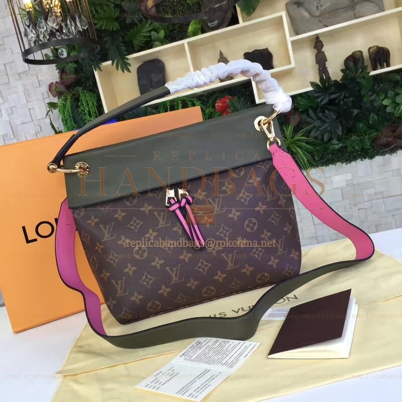 Replica Louis Vuitton Brown Monogram Green Pink Tuileries Besace