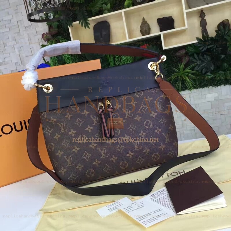 Replica Louis Vuitton Brown Monogram Navy Brown Tuileries Besace