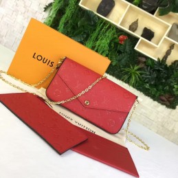 Replica Louis Vuitton Red Embossed Monogram Felicie Pochette