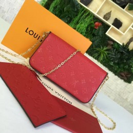 Replica Louis Vuitton Red Embossed Monogram Felicie Pochette