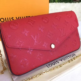 Replica Louis Vuitton Red Embossed Monogram Felicie Pochette