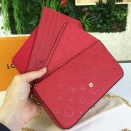 Replica Louis Vuitton Red Embossed Monogram Felicie Pochette