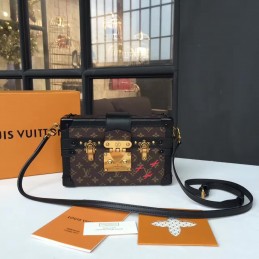 Replica Louis Vuitton Black Floral Petite Malle