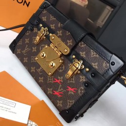 Replica Louis Vuitton Black Floral Petite Malle