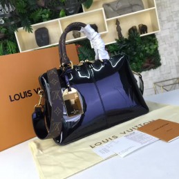 Replica Louis Vuitton Navy Blue Patent Monogram Miroir Tote