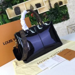 Replica Louis Vuitton Navy Blue Patent Monogram Miroir Tote
