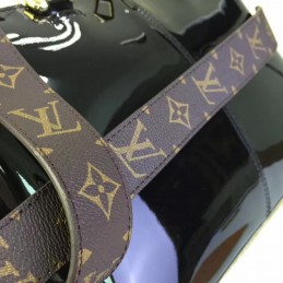 Replica Louis Vuitton Navy Blue Patent Monogram Miroir Tote