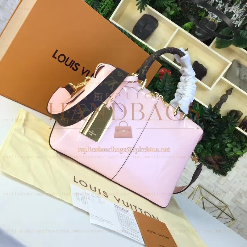 Replica Louis Vuitton Pale Pink Patent Monogram Miroir Tote